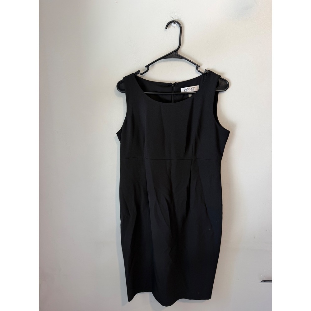 Kasper Womens Black Sleeveless Sheath Dress Pleated Waist Size 10P
